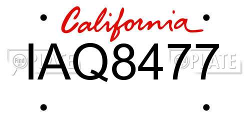 IAQ8477 California License Plate