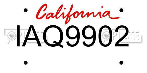 IAQ9902 California License Plate