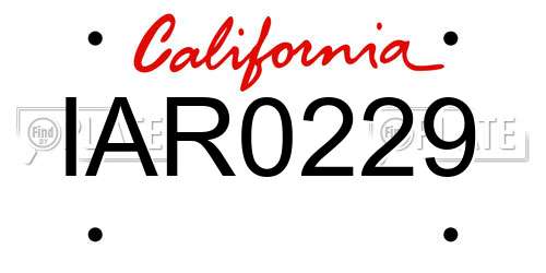 IAR0229 California License Plate