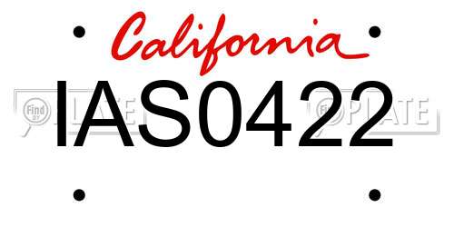 IAS0422 California License Plate