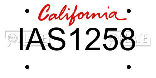 IAS1258 California License Plate