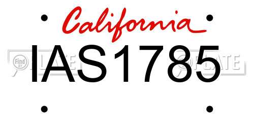 IAS1785 California License Plate