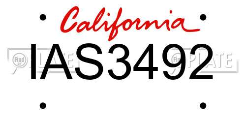 IAS3492 California License Plate
