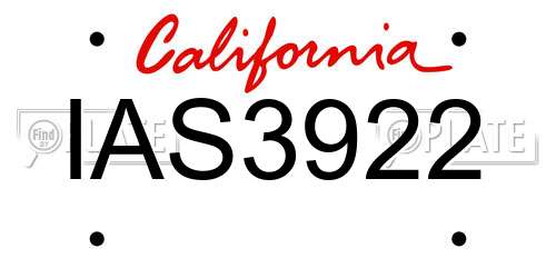IAS3922 California License Plate