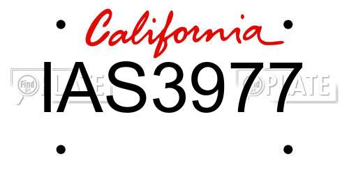 IAS3977 California License Plate