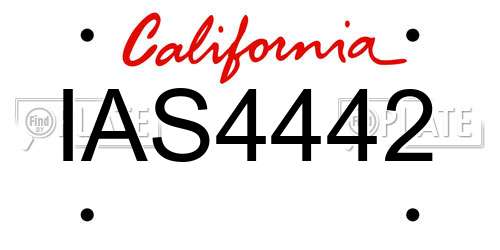 IAS4442 California License Plate