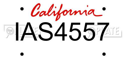 IAS4557 California License Plate