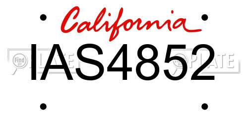 IAS4852 California License Plate