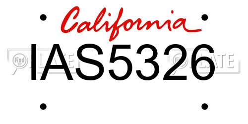 IAS5326 California License Plate