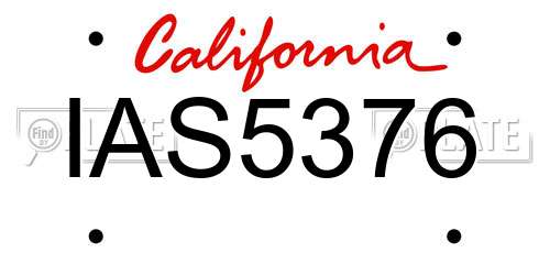 IAS5376 California License Plate