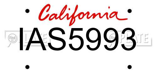 IAS5993 California License Plate