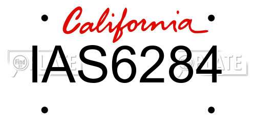 IAS6284 California License Plate