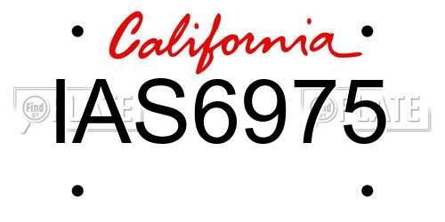 IAS6975 California License Plate