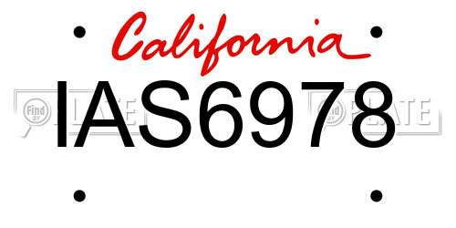 IAS6978 California License Plate