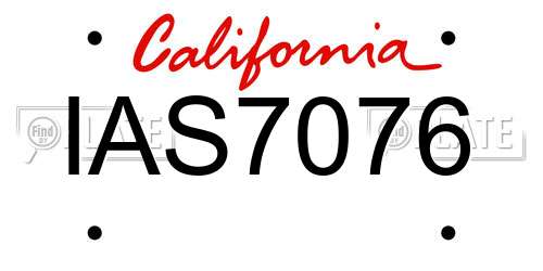 IAS7076 California License Plate
