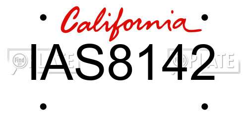 IAS8142 California License Plate
