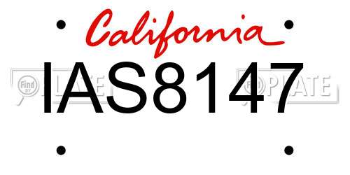 IAS8147 California License Plate