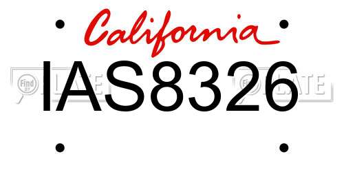 IAS8326 California License Plate