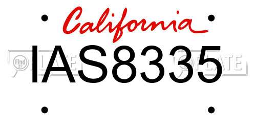 IAS8335 California License Plate