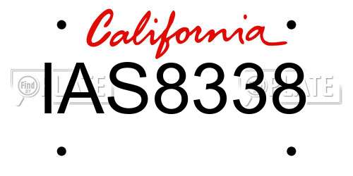 IAS8338 California License Plate