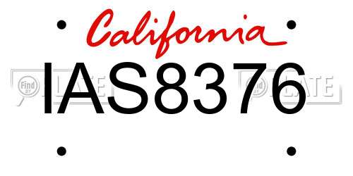 IAS8376 California License Plate