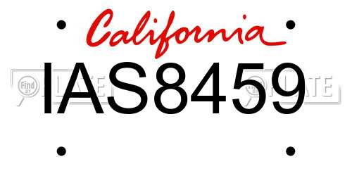 IAS8459 California License Plate