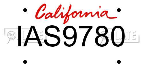 IAS9780 California License Plate