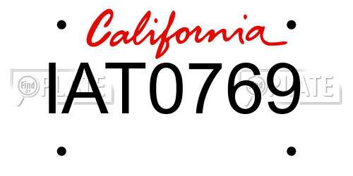 IAT0769 California License Plate