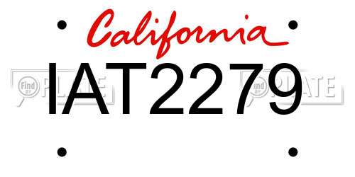 IAT2279 California License Plate
