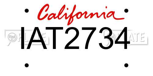 IAT2734 California License Plate