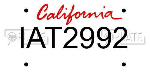 IAT2992 California License Plate