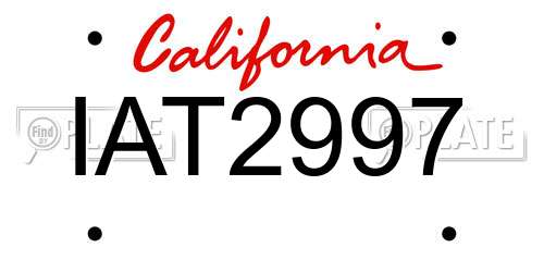 IAT2997 California License Plate