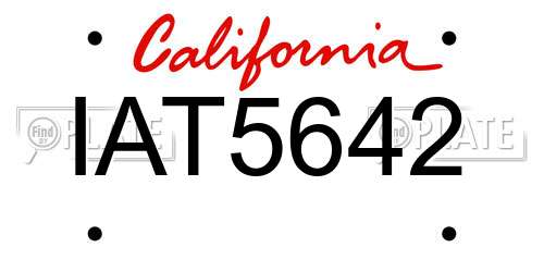 IAT5642 California License Plate