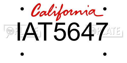 IAT5647 California License Plate