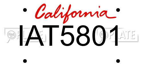 IAT5801 California License Plate