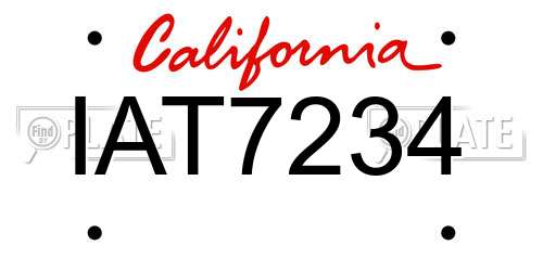 IAT7234 California License Plate