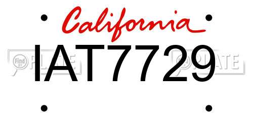 IAT7729 California License Plate