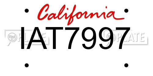 IAT7997 California License Plate