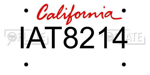 IAT8214 California License Plate