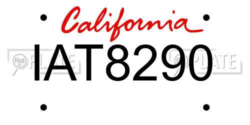 IAT8290 California License Plate