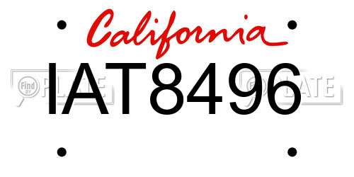 IAT8496 California License Plate