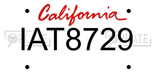 IAT8729 California License Plate