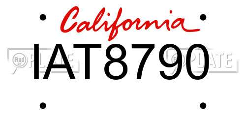 IAT8790 California License Plate