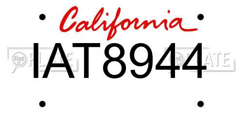 IAT8944 California License Plate