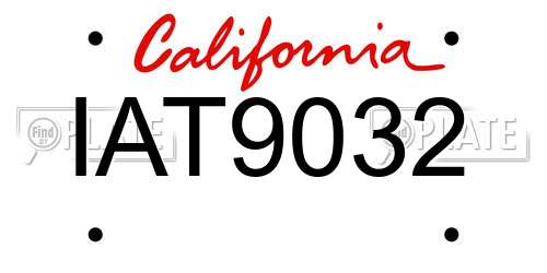 IAT9032 California License Plate