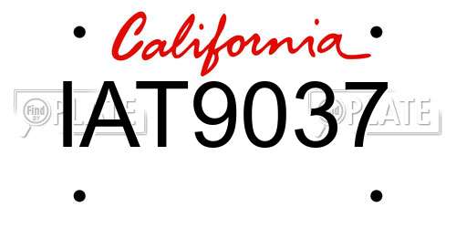 IAT9037 California License Plate