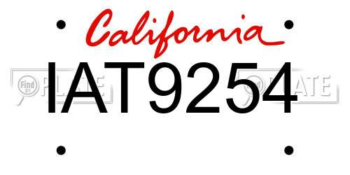 IAT9254 California License Plate
