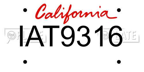 IAT9316 California License Plate