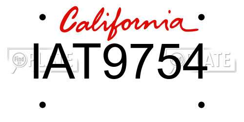 IAT9754 California License Plate