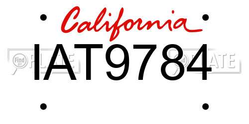 IAT9784 California License Plate